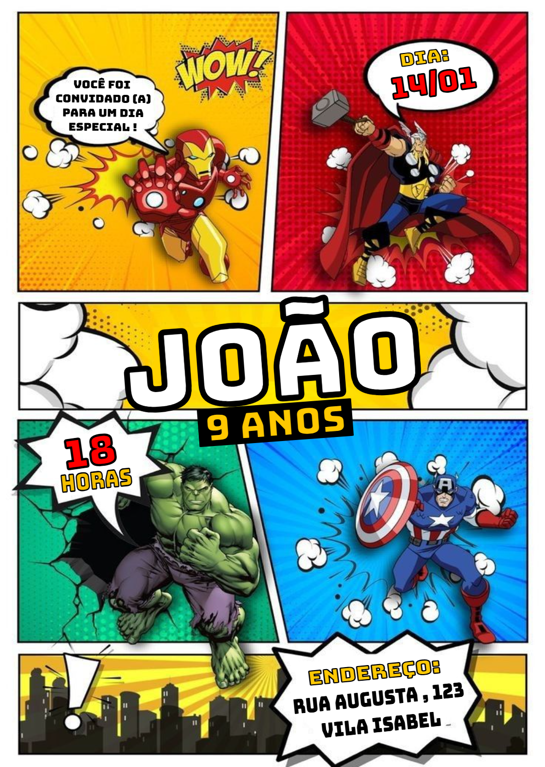 Convite de Aniversário Vingadores Marvel para Editar Online Convite de Aniversário Vingadores Marvel para Editar Online