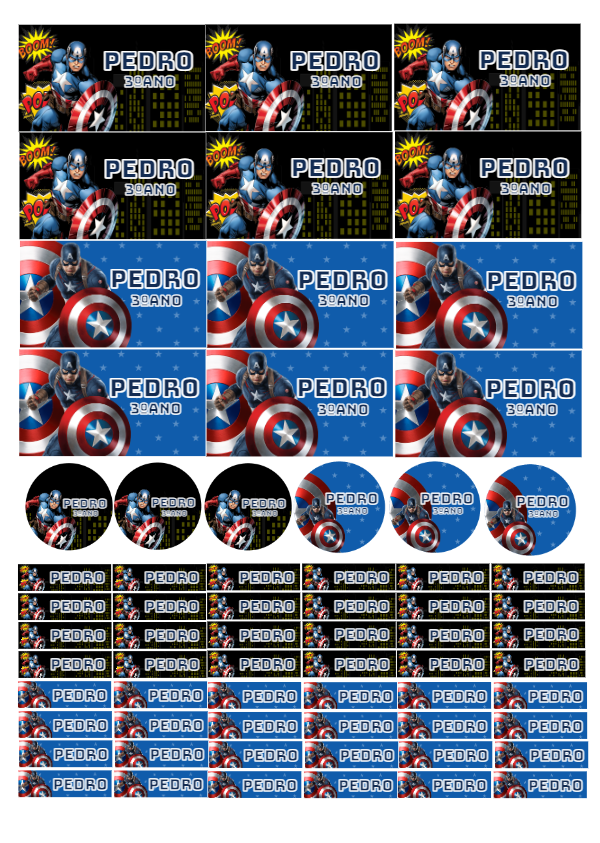 Kit de Etiquetas Escolares Capitão América Editável Online Kit de Etiquetas Escolares Capitão América Editável Online