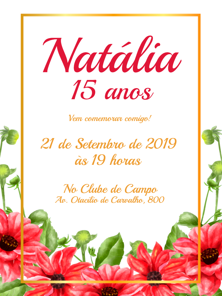 Convite 15 Anos Floral Clássico para Editar Online Convite 15 Anos Floral Clássico para Editar Online