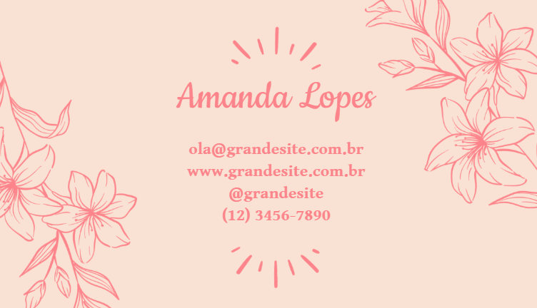 Modelo de Cartão de Visita Floral Rosa Editável Online Modelo de Cartão de Visita Floral Rosa Editável Online