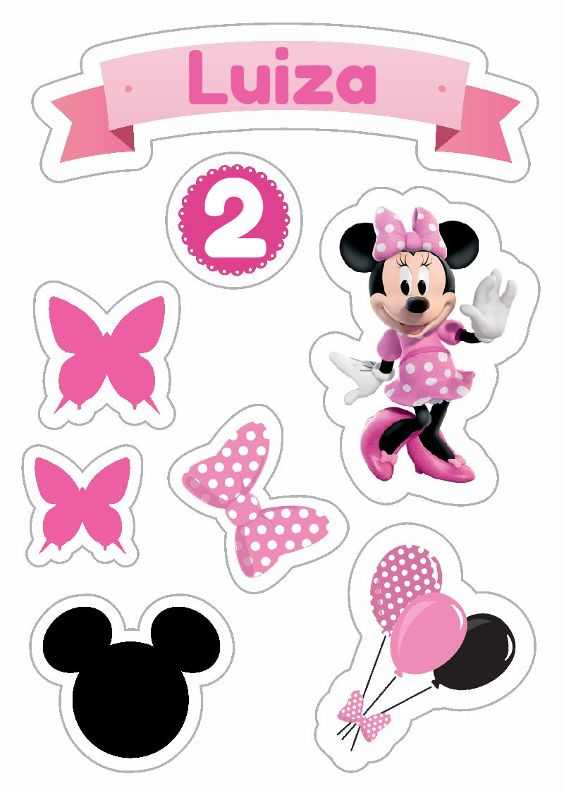 Topo de Bolo Minnie Rosa para Aniversário para Editar Topo de Bolo Minnie Rosa para Aniversário para Editar