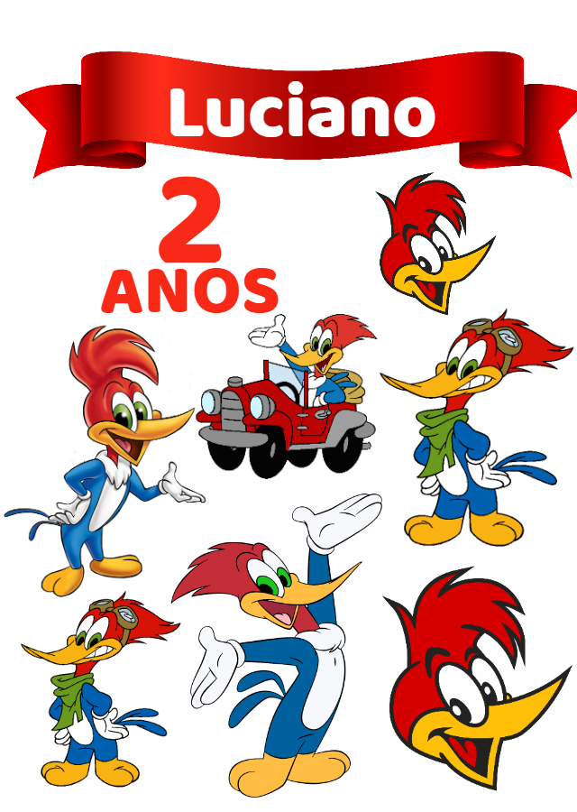 Topo de Bolo Pica Pau Editável para Festa de Aniversário Topo de Bolo Pica Pau Editável para Festa de Aniversário