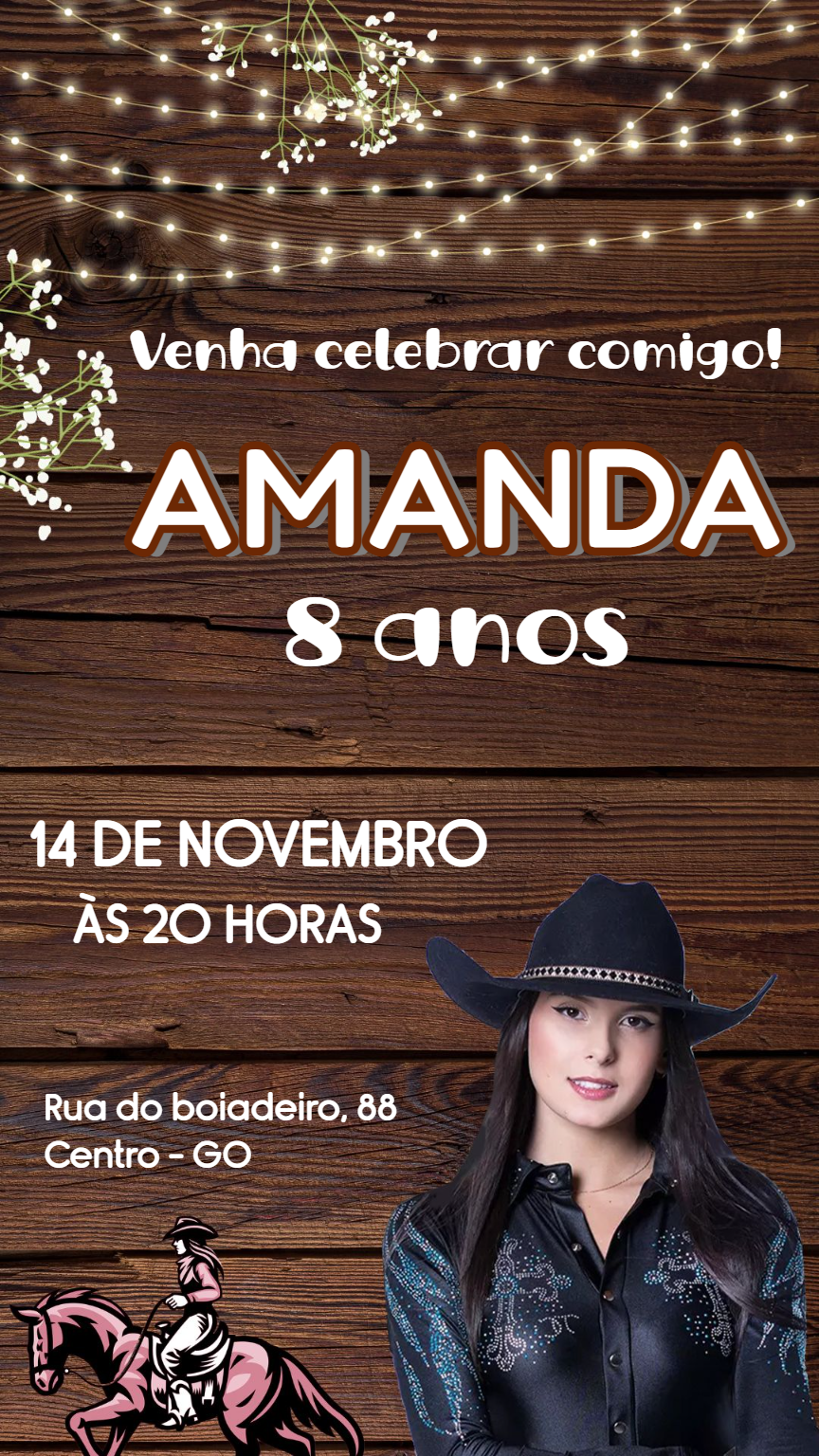 Convite Aniversário Boiadeira Sertanejo para Editar Online Convite Aniversário Boiadeira Sertanejo para Editar Online