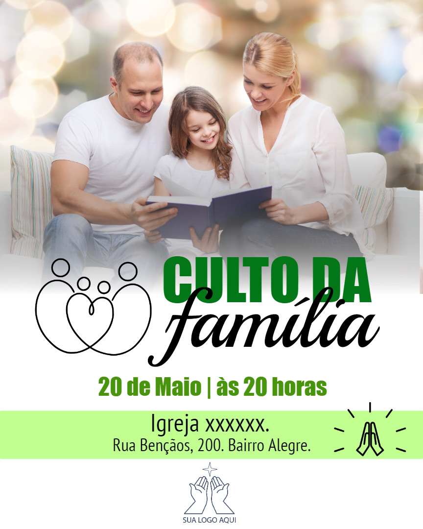 Convite para Culto da Família com Foto para Editar Online Convite para Culto da Família com Foto para Editar Online