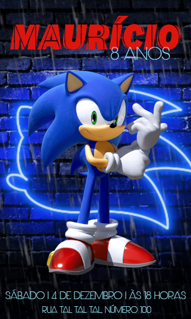 Convite de Aniversário Sonic Moderno para Editar Online Convite de Aniversário Sonic Moderno para Editar Online