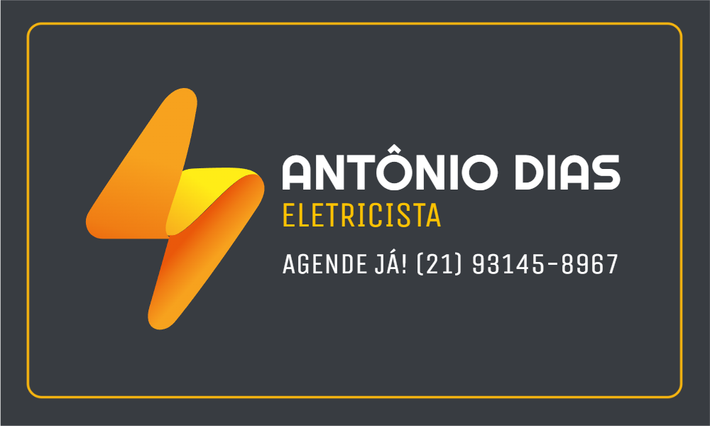 Cartão de Visita Eletricista com Logo de Raio para Editar Cartão de Visita Eletricista com Logo de Raio para Editar