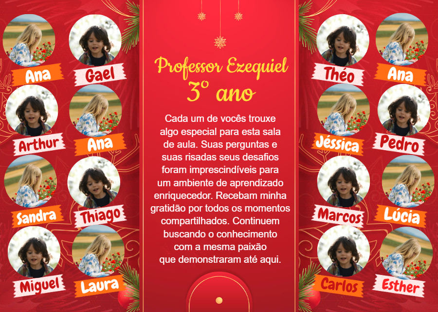 Cartão de Despedida para Alunos com Fotos para Editar Online Cartão de Despedida para Alunos com Fotos para Editar Online