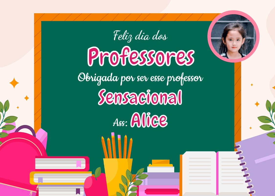 Cartão Dia dos Professores com Foto para Editar Online Cartão Dia dos Professores com Foto para Editar Online