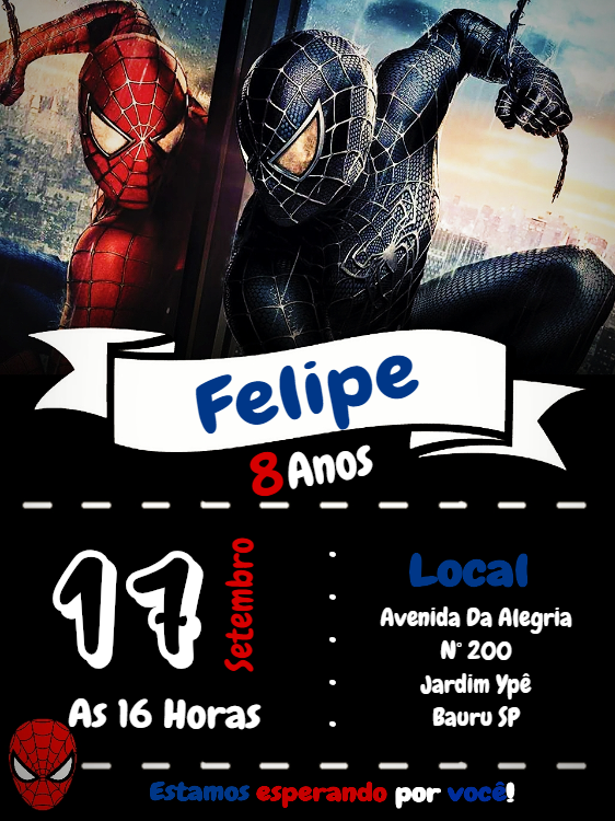 Convite de Aniversário Homem Aranha para Editar Online Convite de Aniversário Homem Aranha para Editar Online