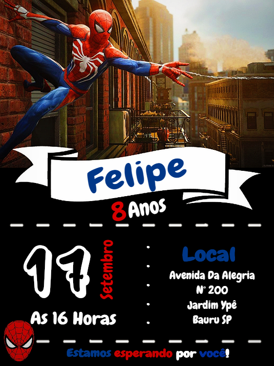 Convite de Aniversário Homem Aranha para Editar Online Convite de Aniversário Homem Aranha para Editar Online