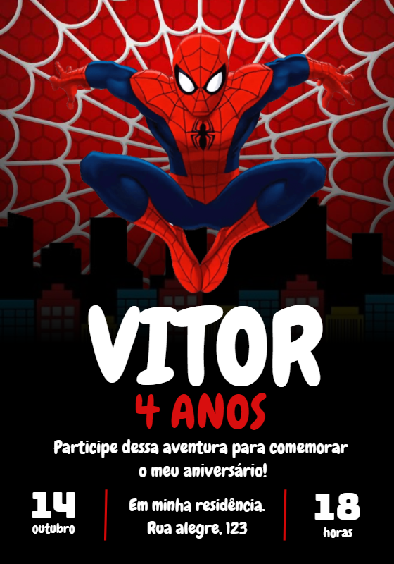 Convite de Aniversário Homem Aranha para Editar Online Convite de Aniversário Homem Aranha para Editar Online