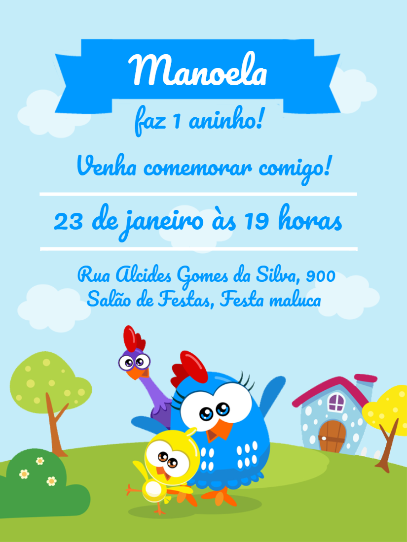 Convite de Aniversário Galinha Pintadinha Mini para Editar Online Convite de Aniversário Galinha Pintadinha Mini para Editar Online