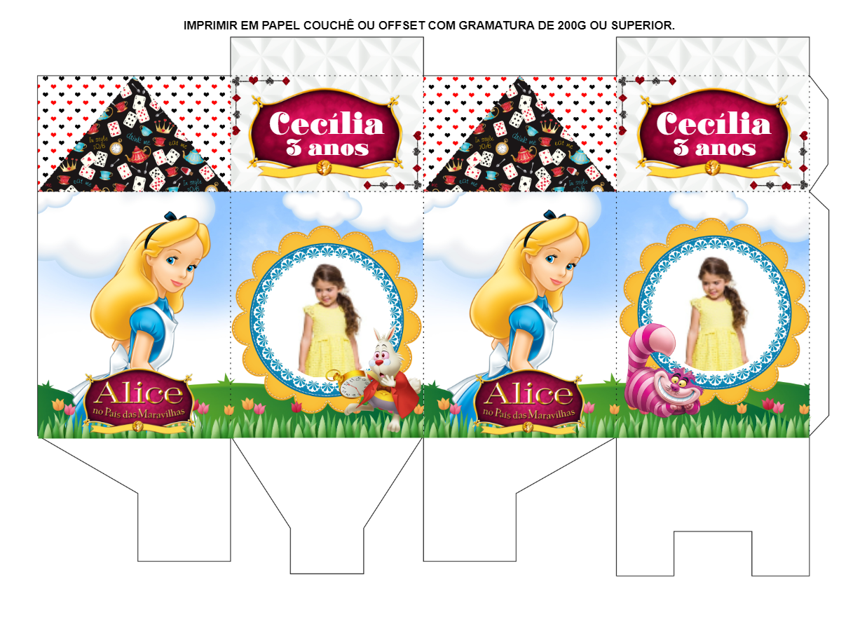 Caixa Milk Alice no País das Maravilhas com Foto para Editar Caixa Milk Alice no País das Maravilhas com Foto para Editar