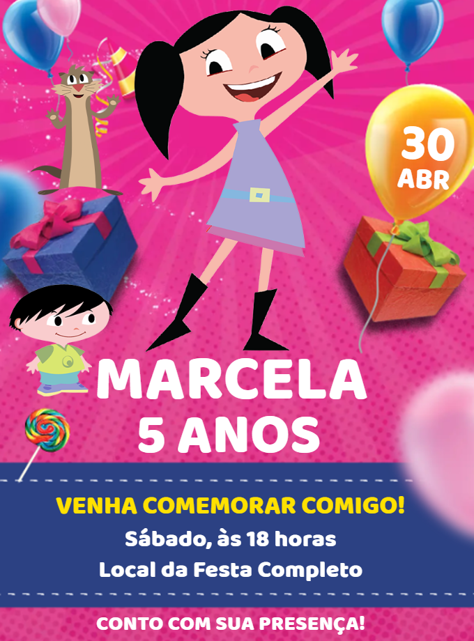 Convite Aniversário Show da Luna com Personagens para Editar Convite Aniversário Show da Luna com Personagens para Editar