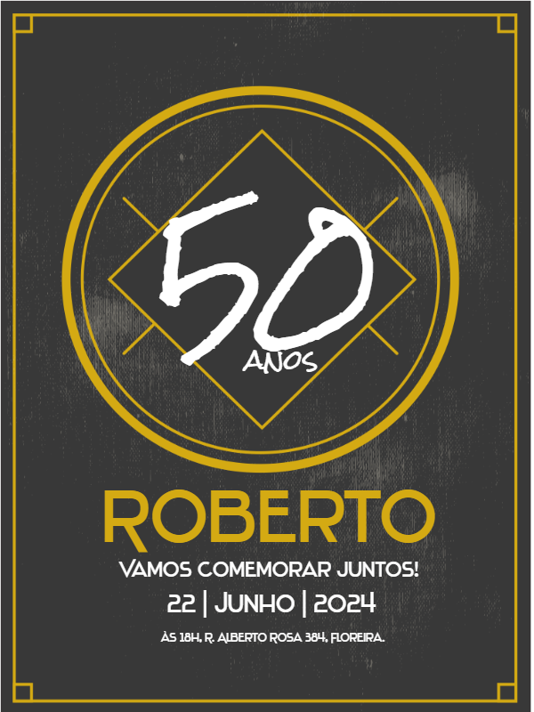 Convite Aniversário Masculino Moderno e Elegante para Editar Convite Aniversário Masculino Moderno e Elegante para Editar