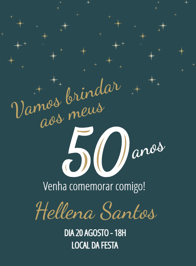 Convite de Aniversário Elegante com Estrelas para Editar Online Convite de Aniversário Elegante com Estrelas para Editar Online