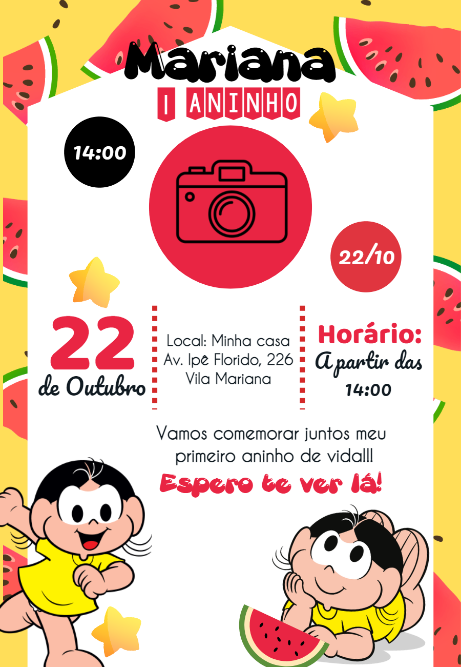 Convite de Aniversário Magali com Foto para Editar Online Convite de Aniversário Magali com Foto para Editar Online