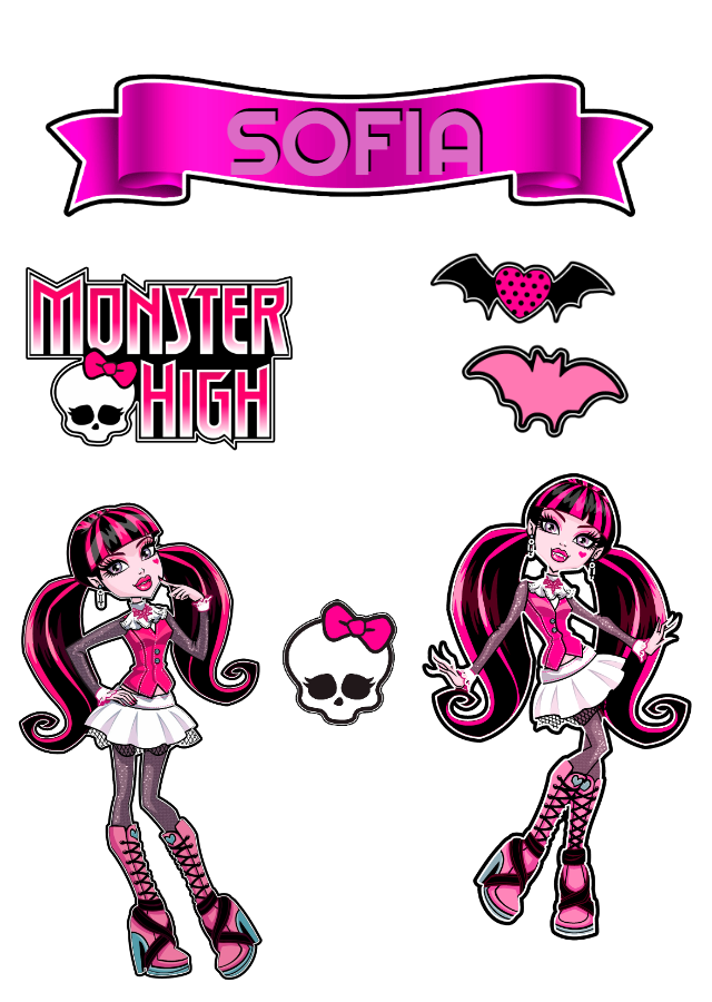 Topo de Bolo Monster High com Personagens para Editar Online Topo de Bolo Monster High com Personagens para Editar Online
