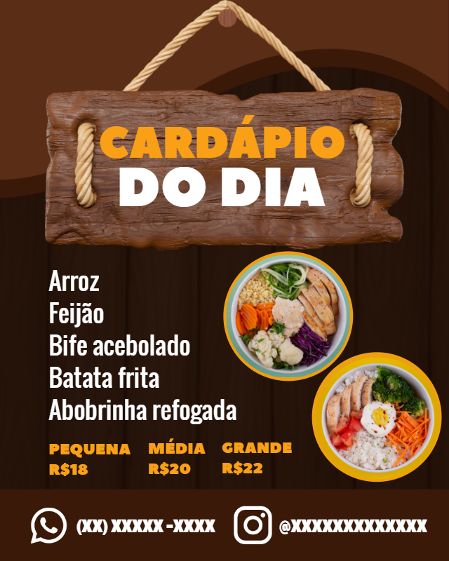 Cardápio do Dia Rústico para Marmita: Crie seu Menu Online Cardápio do Dia Rústico para Marmita: Crie seu Menu Online