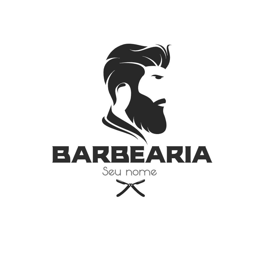 Logotipo de Barbearia com Barbeiro para Editar e Baixar Logotipo de Barbearia com Barbeiro para Editar e Baixar