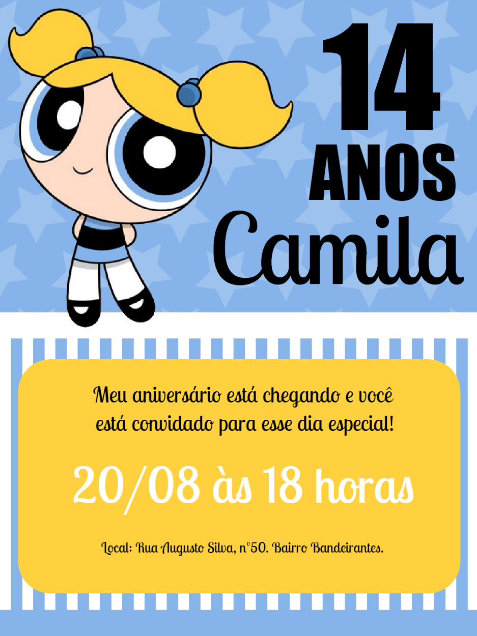 Convite de Aniversário Lindinha Meninas Superpoderosas para Editar Convite de Aniversário Lindinha Meninas Superpoderosas para Editar