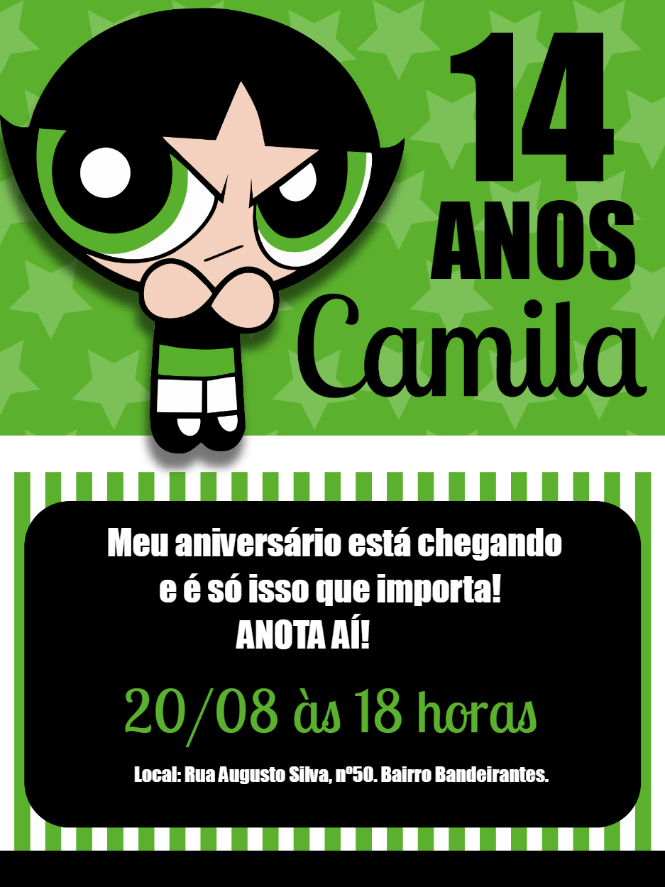 Convite de Aniversário Docinho Meninas Superpoderosas para Editar Convite de Aniversário Docinho Meninas Superpoderosas para Editar