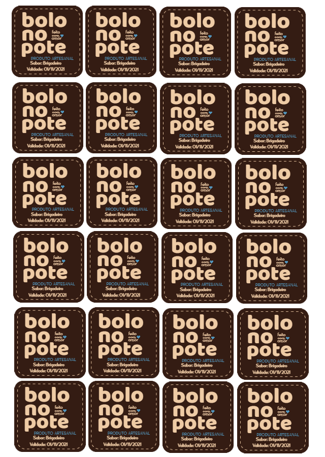 Adesivo Bolo no Pote Artesanal para Editar Online Adesivo Bolo no Pote Artesanal para Editar Online