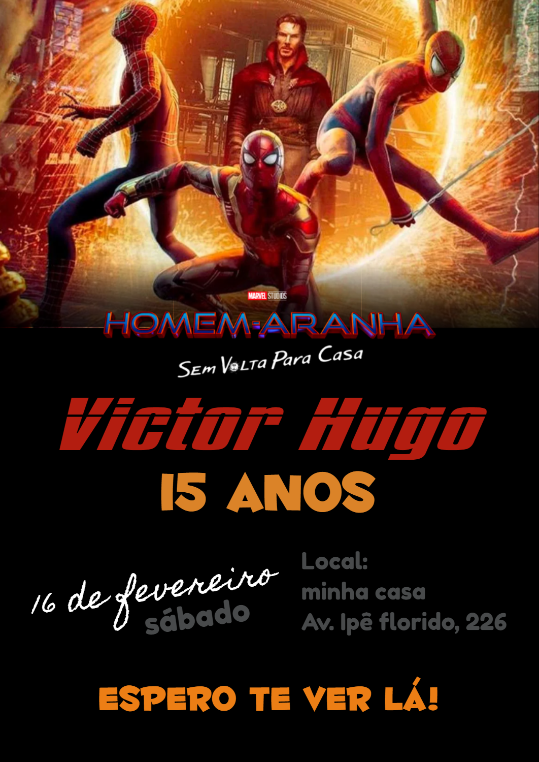 Convite Aniversário Homem Aranha Sem Volta Para Casa para Editar Convite Aniversário Homem Aranha Sem Volta Para Casa para Editar