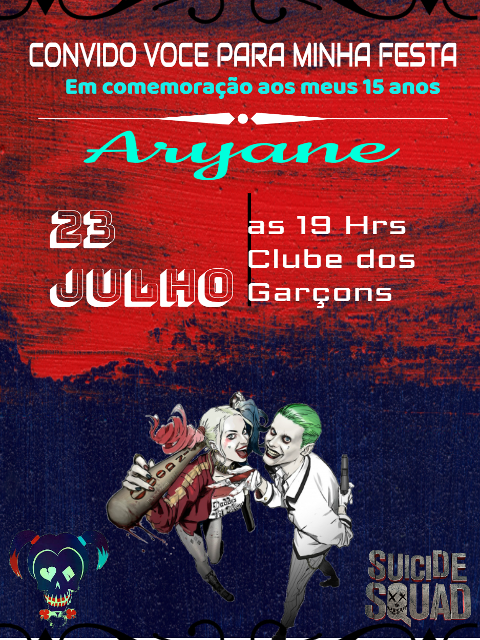 Convite de Aniversário 15 anos Arlequina para Editar Online Convite de Aniversário 15 anos Arlequina para Editar Online