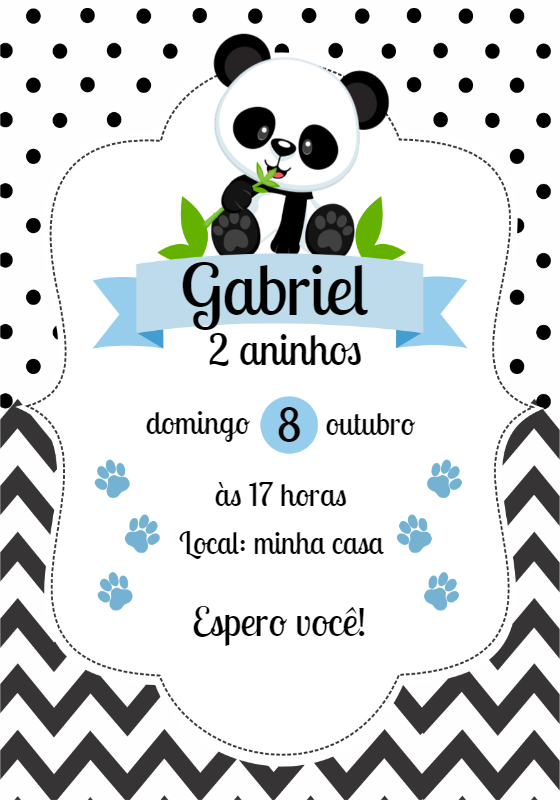 Convite Aniversário Panda Bebê para Editar e Imprimir Online Convite Aniversário Panda Bebê para Editar e Imprimir Online