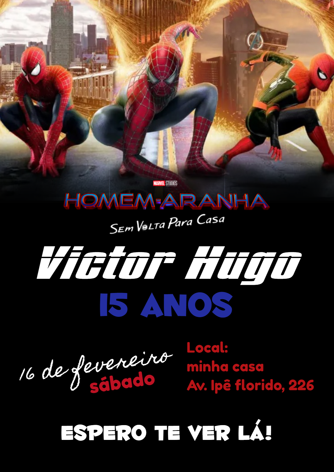 Convite Aniversário Homem-Aranha Sem Volta Para Casa para Editar Convite Aniversário Homem-Aranha Sem Volta Para Casa para Editar