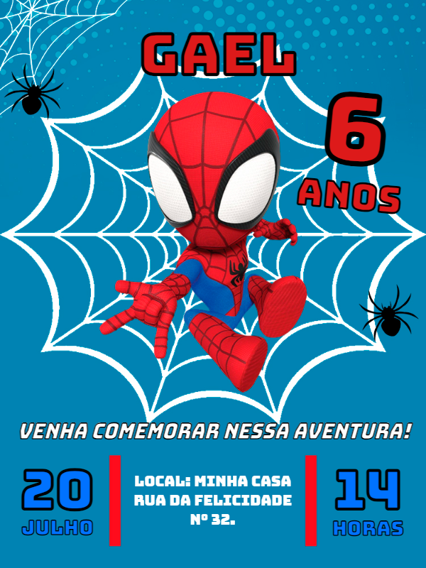 Convite de Aniversário Homem-Aranha para Editar Online Convite de Aniversário Homem-Aranha para Editar Online