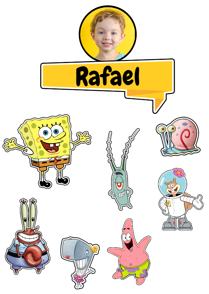 Topo de Bolo Bob Esponja com Foto para Editar Online Topo de Bolo Bob Esponja com Foto para Editar Online