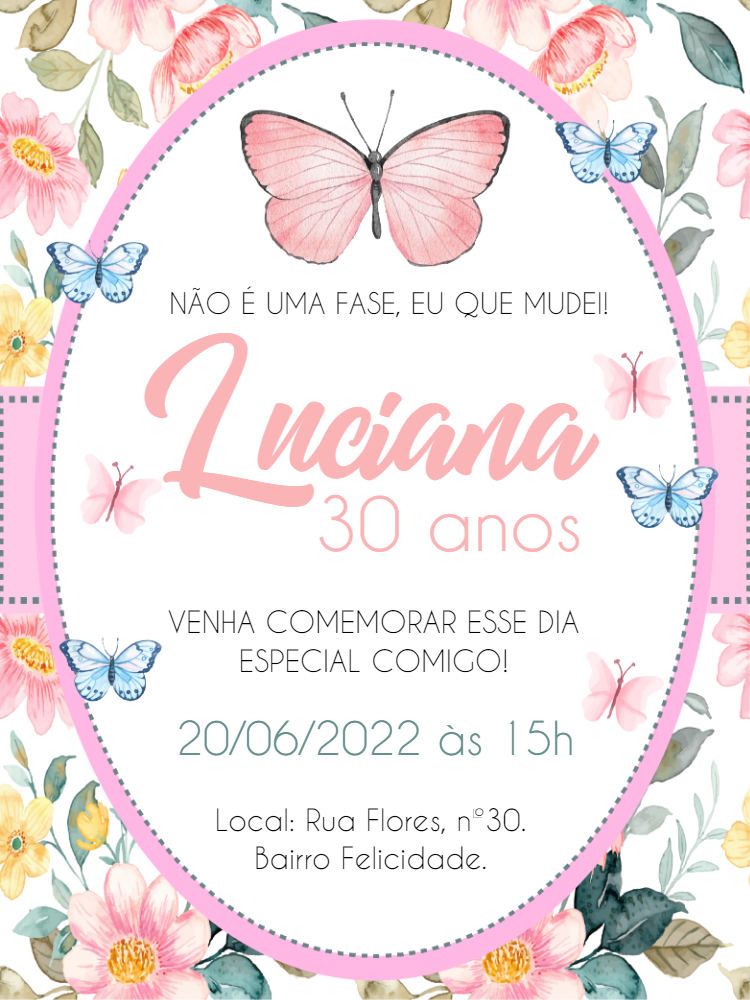 Convite Aniversário Jardim das Borboletas para Editar Online Convite Aniversário Jardim das Borboletas para Editar Online
