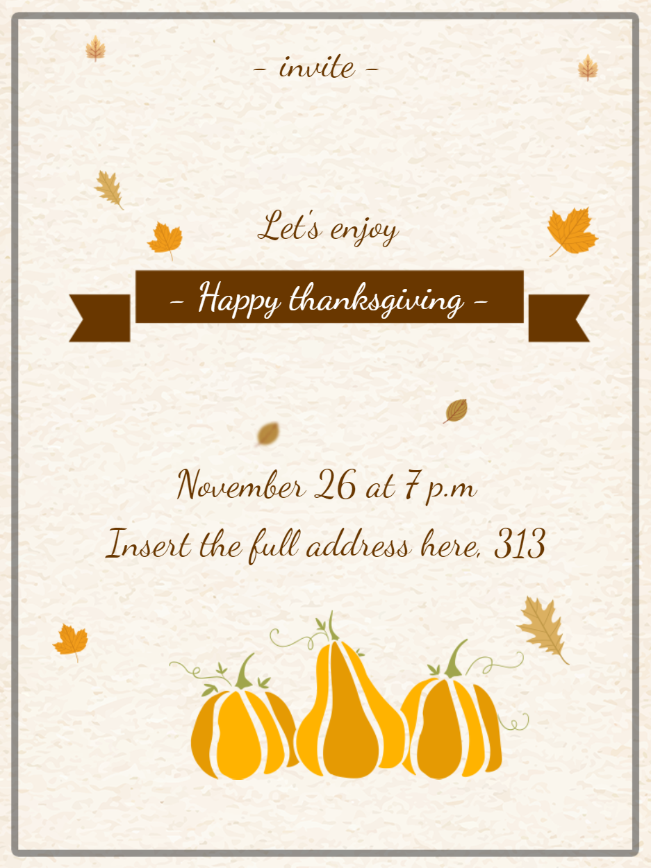 Thanksgiving Invitation with Pumpkins to Edit Online Thanksgiving Invitation with Pumpkins to Edit Online