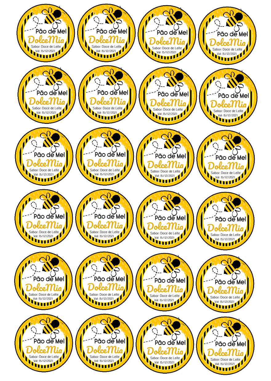 Adesivo Pão de Mel Abelhinha Editável para Imprimir Adesivo Pão de Mel Abelhinha Editável para Imprimir
