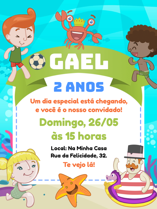 Convite Aniversário Mundo Bita Fundo do Mar para Editar Online Convite Aniversário Mundo Bita Fundo do Mar para Editar Online