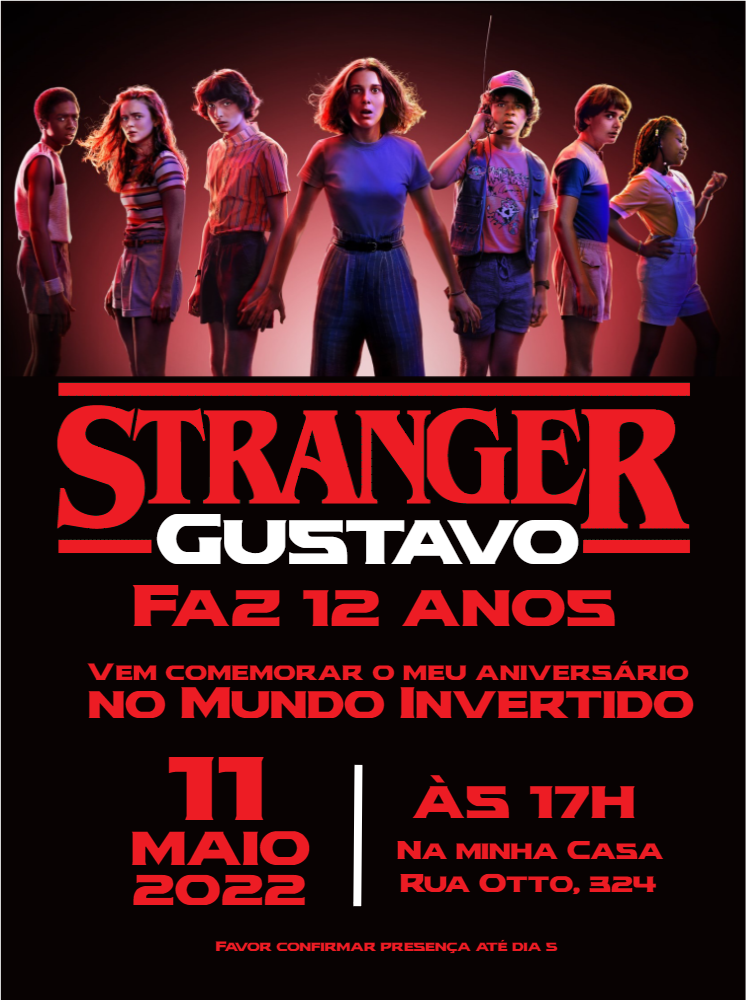 Convite Stranger Things Editável Online para Festa de Aniversário Convite Stranger Things Editável Online para Festa de Aniversário