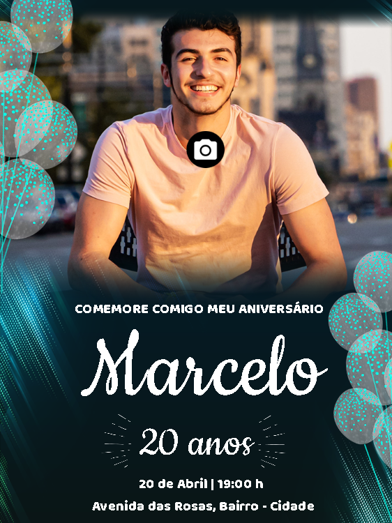 Convite de Aniversário Masculino com Foto para Editar Online