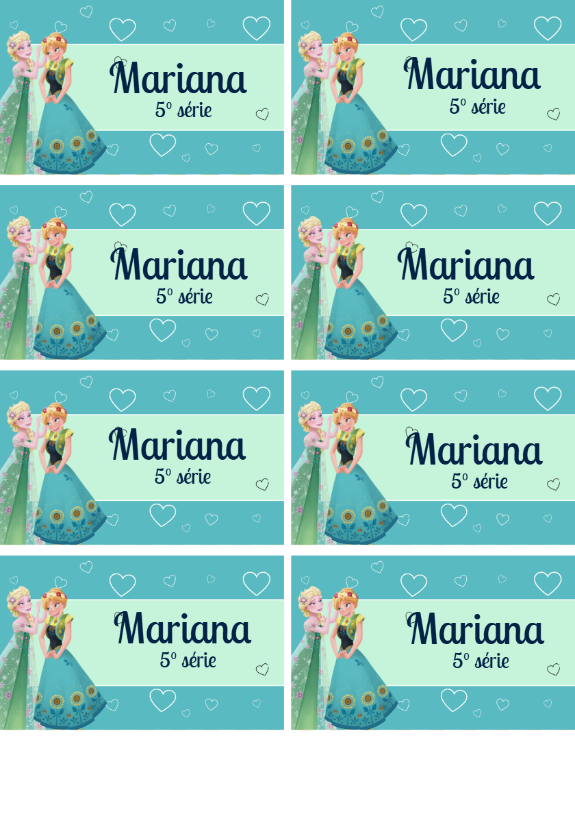 Etiqueta Escolar Frozen Editável com Elsa e Anna para Imprimir Etiqueta Escolar Frozen Editável com Elsa e Anna para Imprimir