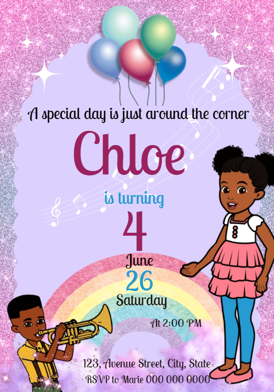 Gracie's Corner Birthday Invitation to Edit Online Gracie's Corner Birthday Invitation to Edit Online