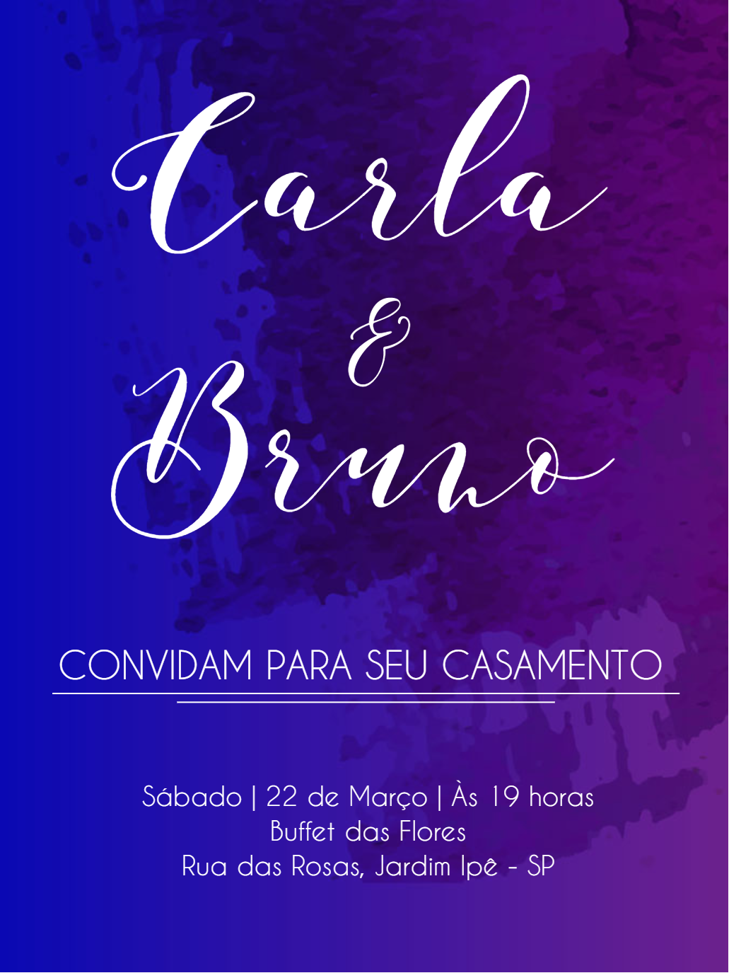 Convite de Casamento Aquarela Roxo e Azul para Editar Online Convite de Casamento Aquarela Roxo e Azul para Editar Online
