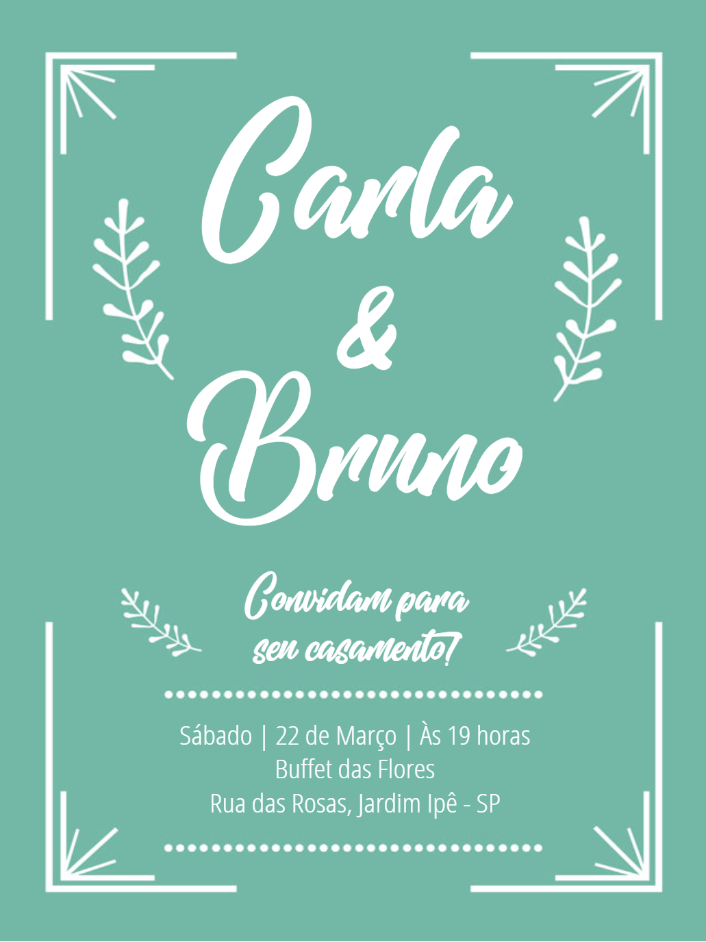 Convite de Casamento Minimalista Verde para Editar Online