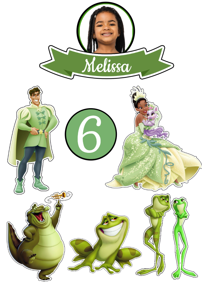 Topo de Bolo A Princesa e o Sapo com Foto para Editar Topo de Bolo A Princesa e o Sapo com Foto para Editar