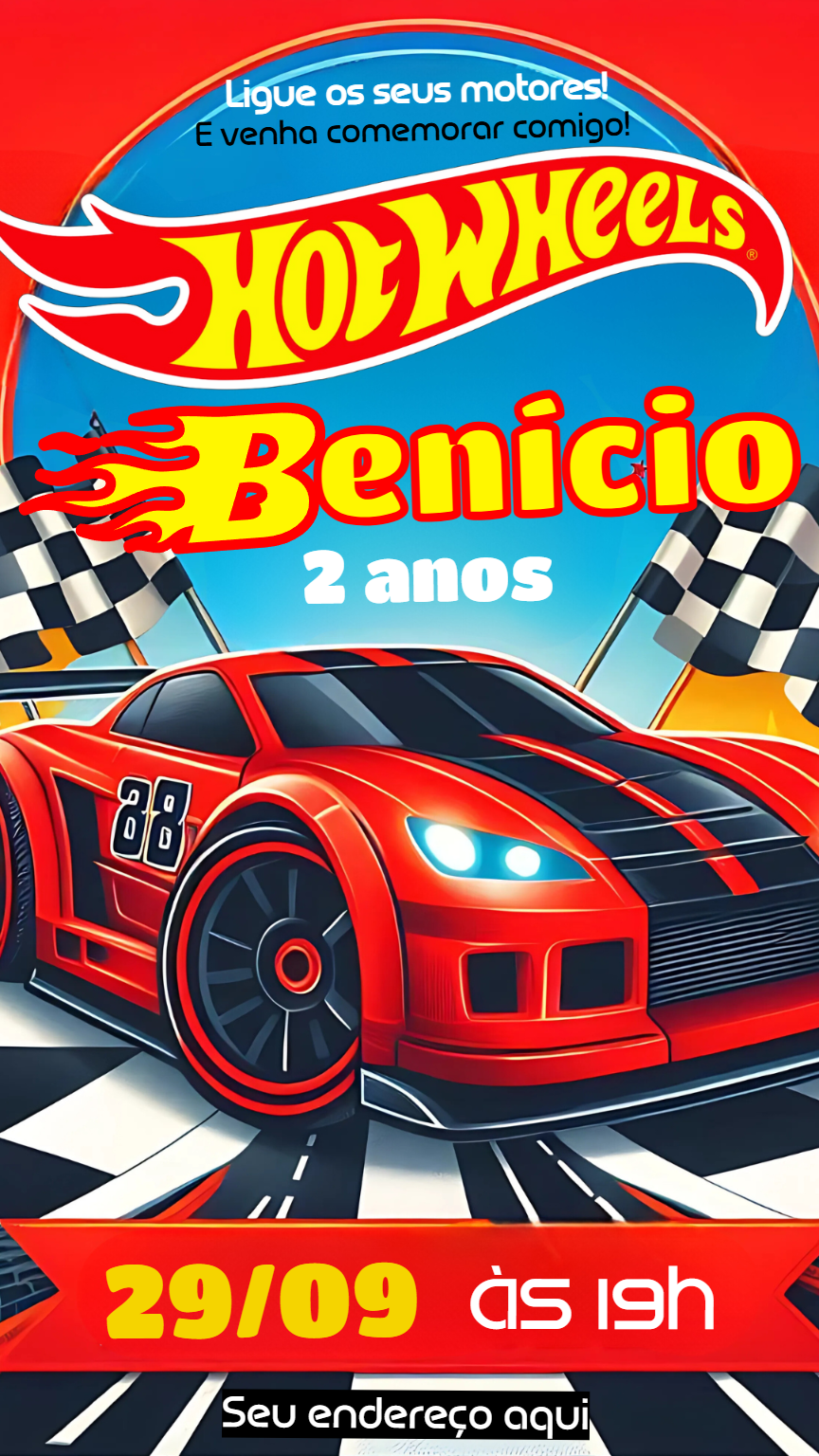 Convite de Aniversário Hot Wheels para Editar Online Convite de Aniversário Hot Wheels para Editar Online