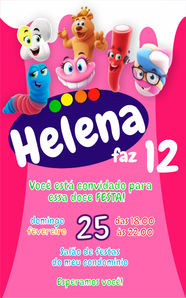 Convite Aniversário Doces Divertidos para Editar Online Convite Aniversário Doces Divertidos para Editar Online