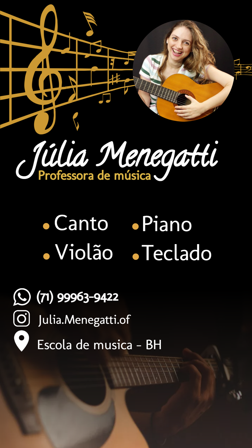 Cartão de Visita Professor de Música com Foto para Editar Online Cartão de Visita Professor de Música com Foto para Editar Online