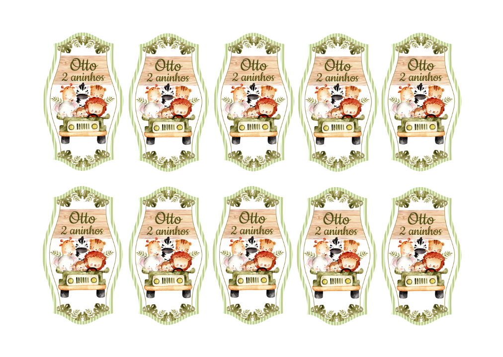 Adesivo Aniversário Safari com Animais para Editar Online Adesivo Aniversário Safari com Animais para Editar Online