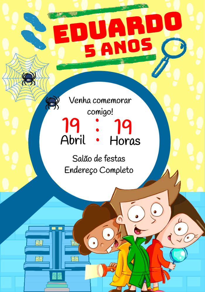 Convite de Aniversário Detetives do Prédio Azul para Editar Convite de Aniversário Detetives do Prédio Azul para Editar