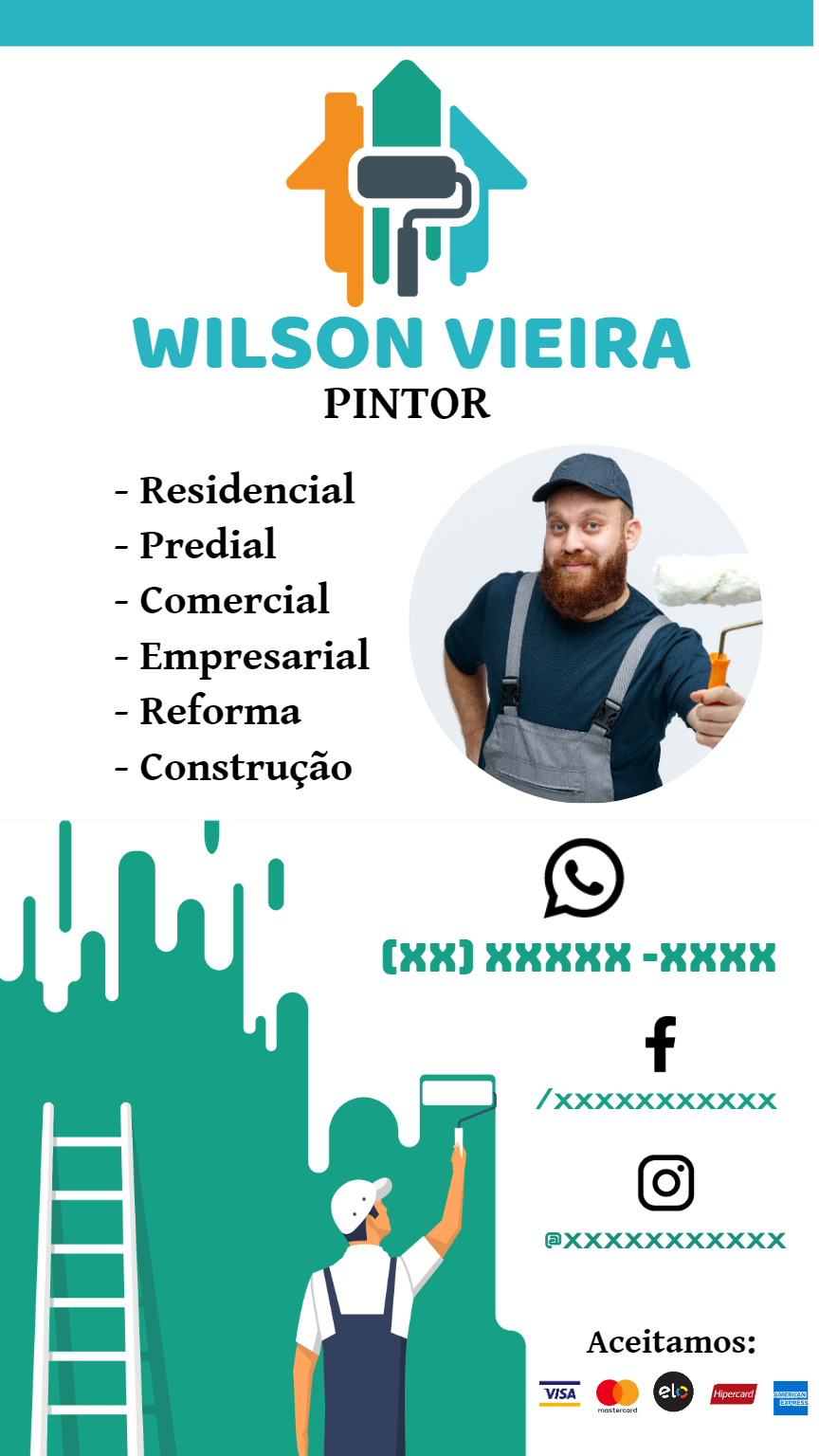Cartão de Visita Pintor Profissional para Editar Online Cartão de Visita Pintor Profissional para Editar Online